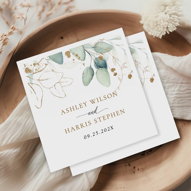 Guardanapo De Papel Casamento Russo Eucalyptus Dourado Greenerase (Criador carregado)