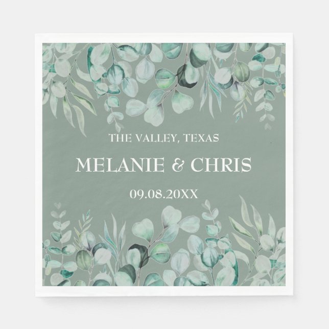 Guardanapo De Papel Casamento Russo Eucalyptus Greenery Personalizado  (Frente)