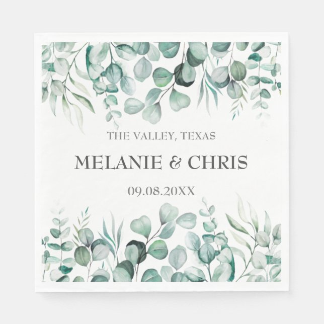 Guardanapo De Papel Casamento Russo Eucalyptus Greenery Personalizado  (Frente)