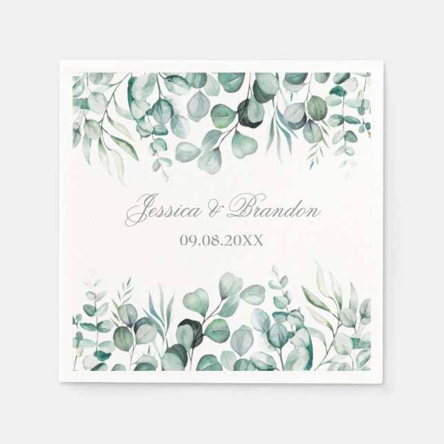 Guardanapo De Papel Casamento Russo Eucalyptus Greenery Personalizado  (Frente)