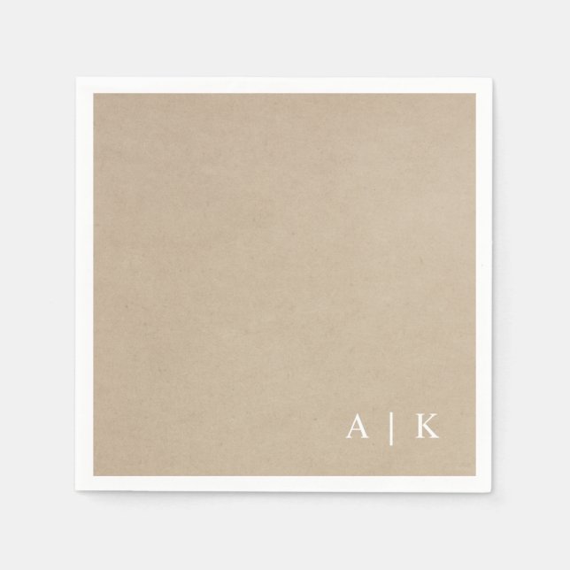 Guardanapo De Papel Casamento Russo Simples Faux Kraft Monograma (Frente)