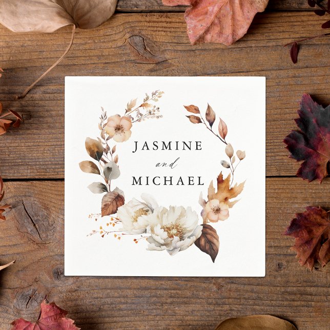 Guardanapo De Papel Casamento Rustic Autumn Floral Wreath (Criador carregado)