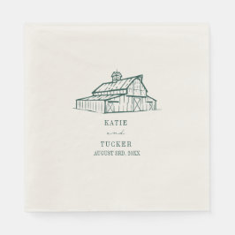 Guardanapo De Papel Casamento Rustic Barn Emerald