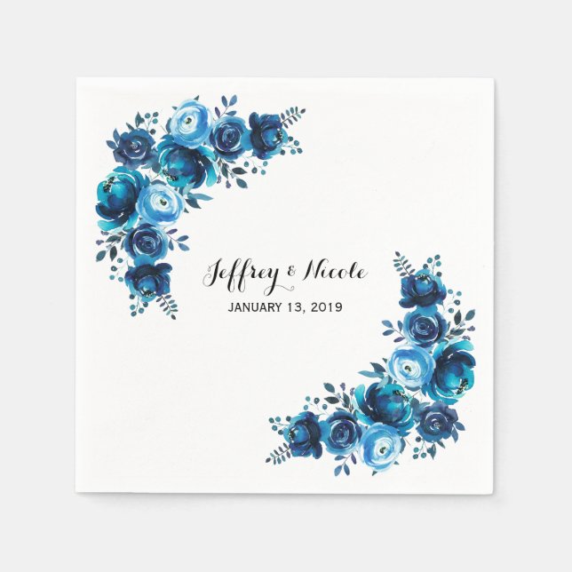 Guardanapo De Papel Casamento Rustic Blue Floral Country Barn (Frente)
