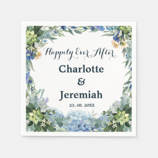 Guardanapo De Papel Casamento Rustic Blue Floral Wreath Greenery