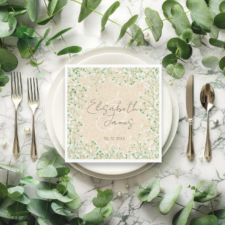 Guardanapo De Papel Casamento Rustic Boho Chic, Respiração do Bebê