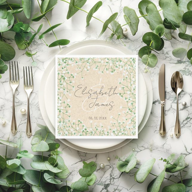 Guardanapo De Papel Casamento Rustic Boho Chic, Respiração do Bebê (Criador carregado)