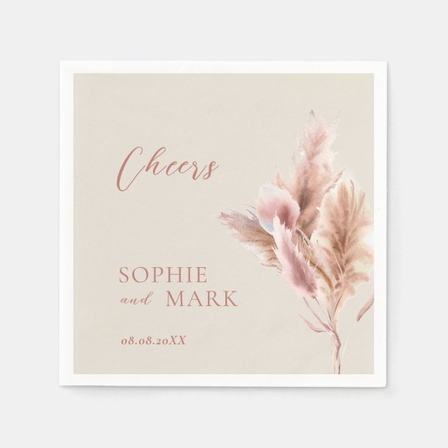 Guardanapo De Papel Casamento Rustic Boho Pampas Grass (Frente)