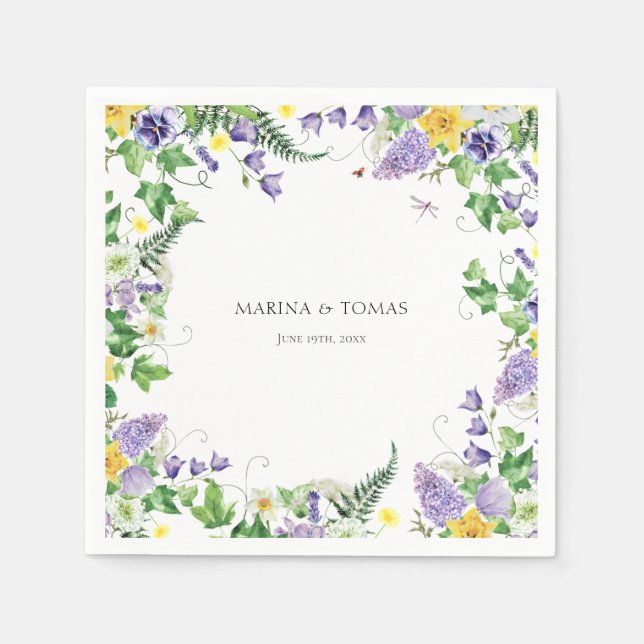 Guardanapo De Papel Casamento Rustic Boho Wildflower (Frente)