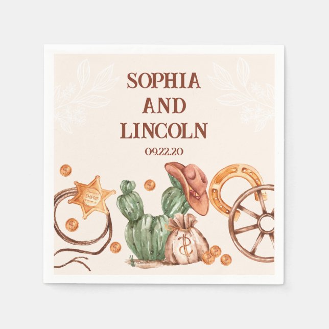 Guardanapo De Papel Casamento Rustic Brown Western (Frente)