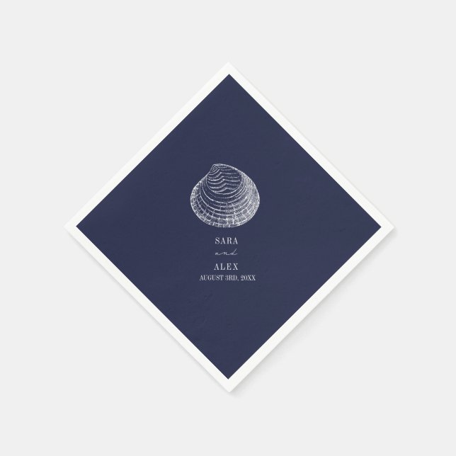 Guardanapo De Papel Casamento Rustic Clamshell Blue Beach (Canto)