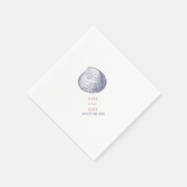 Guardanapo De Papel Casamento Rustic Clamshell Red & Blue Beach