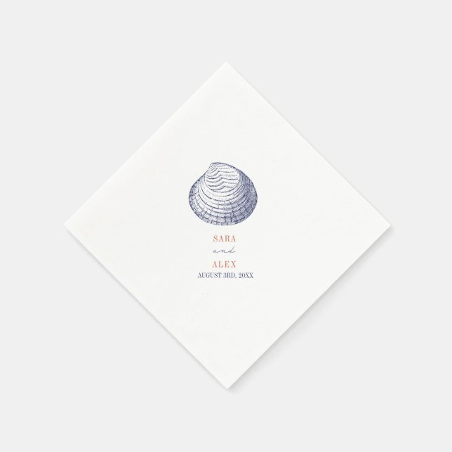 Guardanapo De Papel Casamento Rustic Clamshell Red & Blue Beach (Canto)