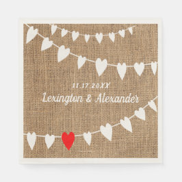 Guardanapo De Papel Casamento Rustic Country Burlap and String Of Hear
