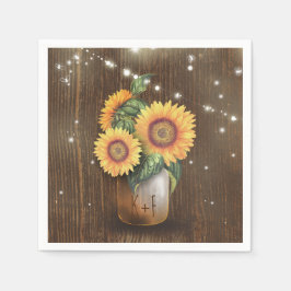 Guardanapo De Papel Casamento Rustic Country Sunflower Mason Jar