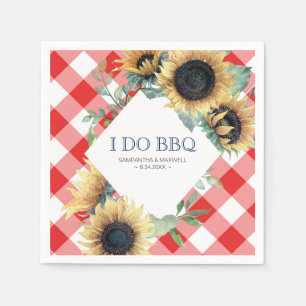 Guardanapo De Papel Casamento Rustic Country Sunflower Red Gingham Bar