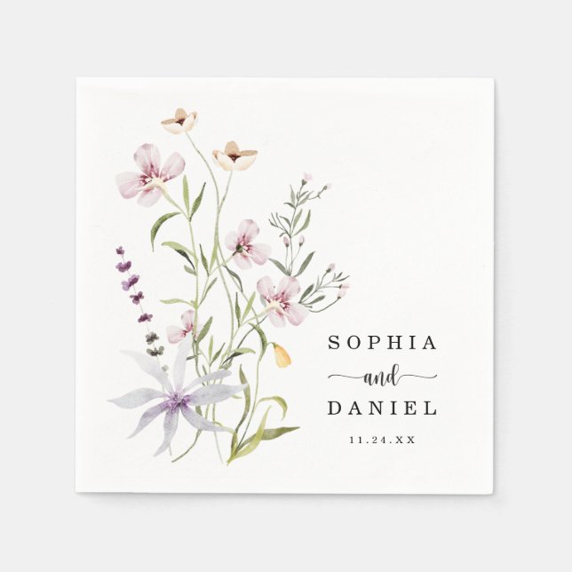 Guardanapo De Papel Casamento Rustic Delicate Wildflower (Frente)