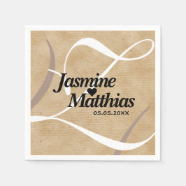 Guardanapo De Papel Casamento Rustic Elegant Vintage Monograma Burlap