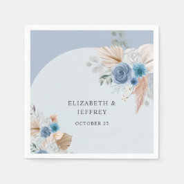 Guardanapo De Papel Casamento Rustic Elegante Boho Dusty Blue Pampas