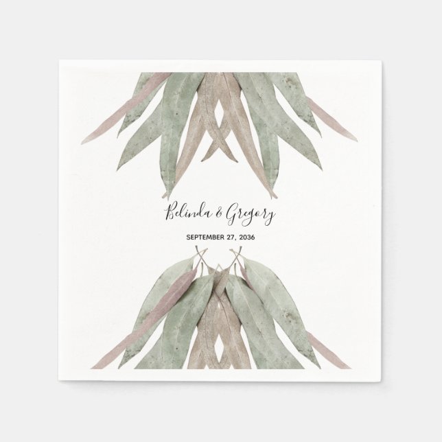 Guardanapo De Papel Casamento Rustic Eucalyptus Leaf (Frente)