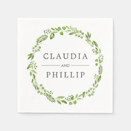 Guardanapo De Papel Casamento Rustic Green Olive Leaf Wreath