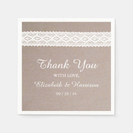 Guardanapo De Papel Casamento Rustic Kraft & Vintage White Lace