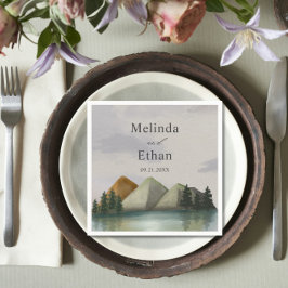 Guardanapo De Papel Casamento Rustic Mountain & Lake Evergreen