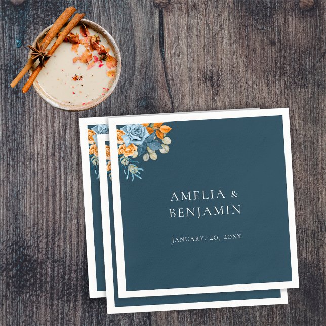 Guardanapo De Papel Casamento Rustic Orange Terracotta Marinho Blue Ru (Criador carregado)