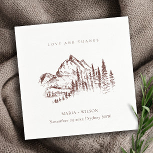 Guardanapo De Papel Casamento Rustic Rust Pine Woods Mountain Sketch
