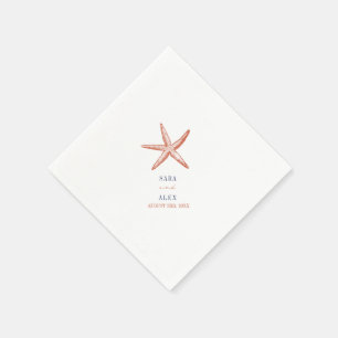 Guardanapo De Papel Casamento Rustic Starfish Red and Blue