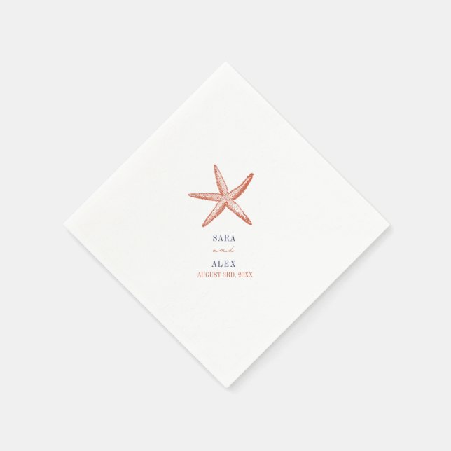Guardanapo De Papel Casamento Rustic Starfish Red and Blue (Canto)