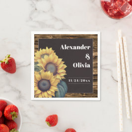 Guardanapo De Papel Casamento Rustic Sunflower