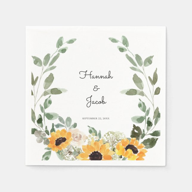 Guardanapo De Papel Casamento Rustic Sunflower Napkins (Frente)