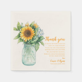 Guardanapo De Papel Casamento Rustic Sunflower - Obrigado Mensagem