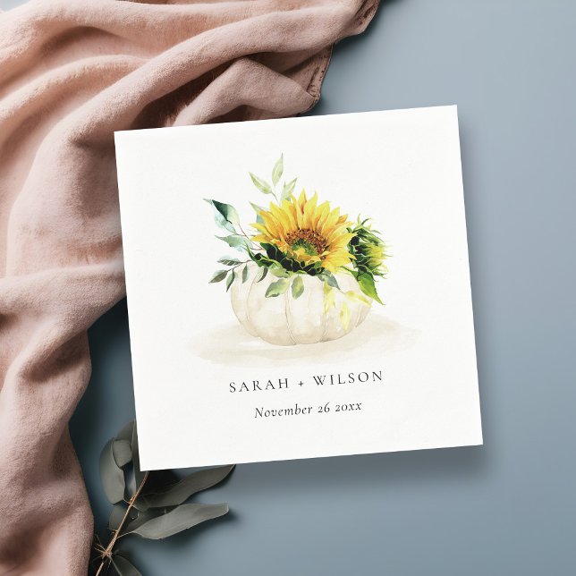 Guardanapo De Papel Casamento Rustic Sunflower Pumpkin Floral Watercol (Criador carregado)
