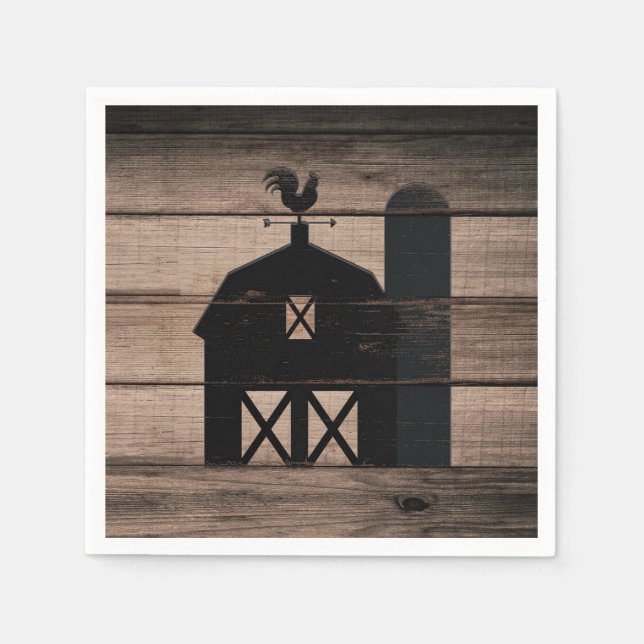 Guardanapo De Papel Casamento Rustic Weathered Wood Black Barn Country (Frente)