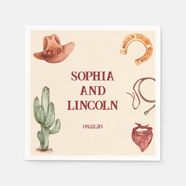 Guardanapo De Papel Casamento Rustic Western (Frente)