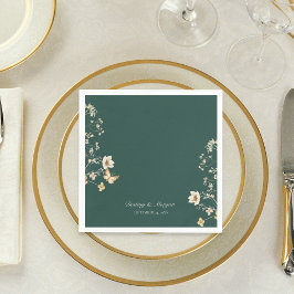 Guardanapo De Papel Casamento Rustic Wildflower Frame Emerald Green