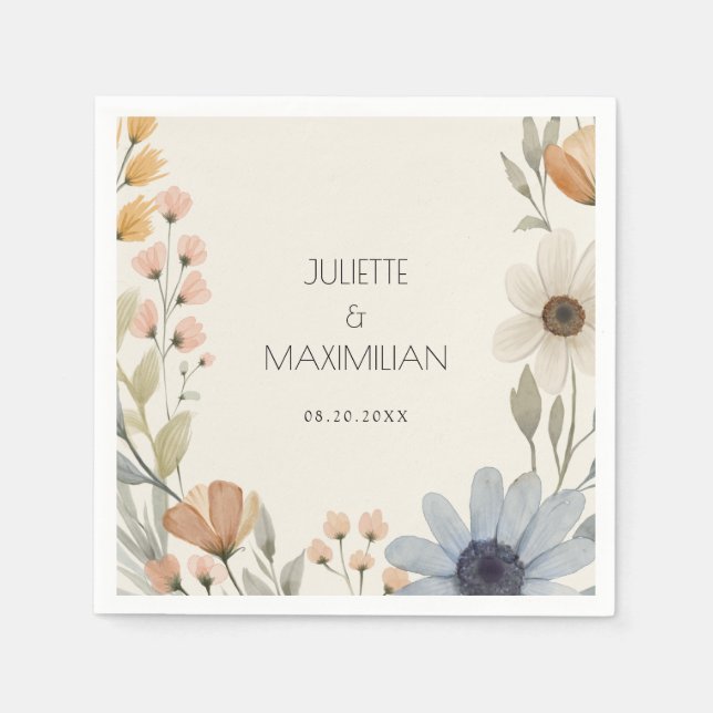 Guardanapo De Papel Casamento Rustic Wildflower Wreath (Frente)