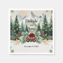 Guardanapo De Papel Casamento Rustic Winter Mountain| Pinecones