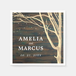 Guardanapo De Papel Casamento Rustic Winter Tree Dark Wood