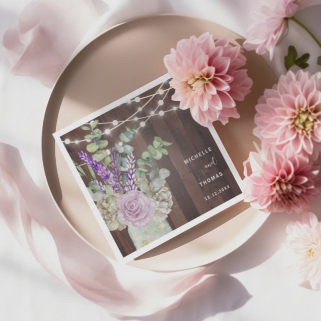 Guardanapo De Papel Casamento Rustic Wood Mason Jar (Criador carregado)