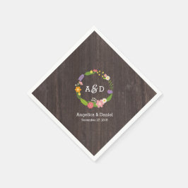 Guardanapo De Papel Casamento Rustic Woodland Bohemian Floral Wreath