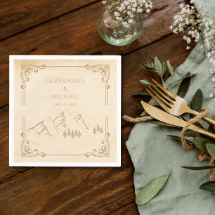 Guardanapo De Papel Casamento Rustic Woods Mountain Sketch