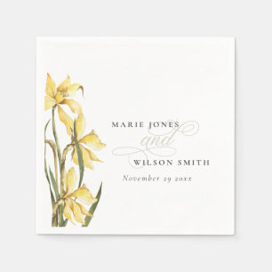 Guardanapo De Papel Casamento Rustic Yellow Daffodil Floral Watercolor
