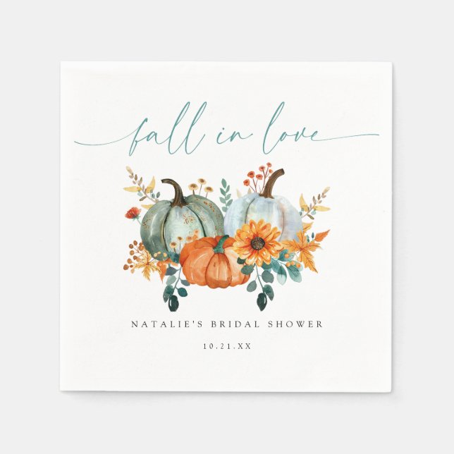 Guardanapo De Papel Casamento Rústico Boho Chic com Abóbora no Outono (Frente)