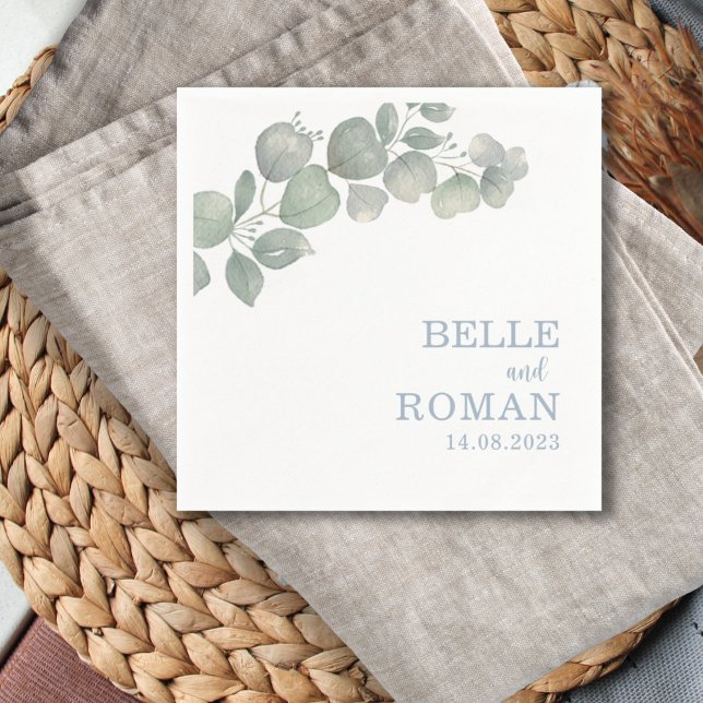 Guardanapo De Papel Casamento Rústico Boho com Folhagem de Eucalipto (Criador carregado)
