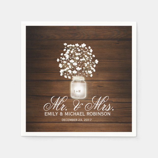 Guardanapo De Papel Casamento rústico de maçã-framboesa (Frente)