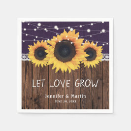 Guardanapo De Papel Casamento Rústico De Madeira Rolo De Girassol Roxo