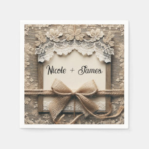 Guardanapo De Papel Casamento Rústico de Renda Floral Vintage